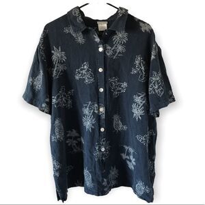 Amanda gray linen blend Hawaiian/ aloha shirt